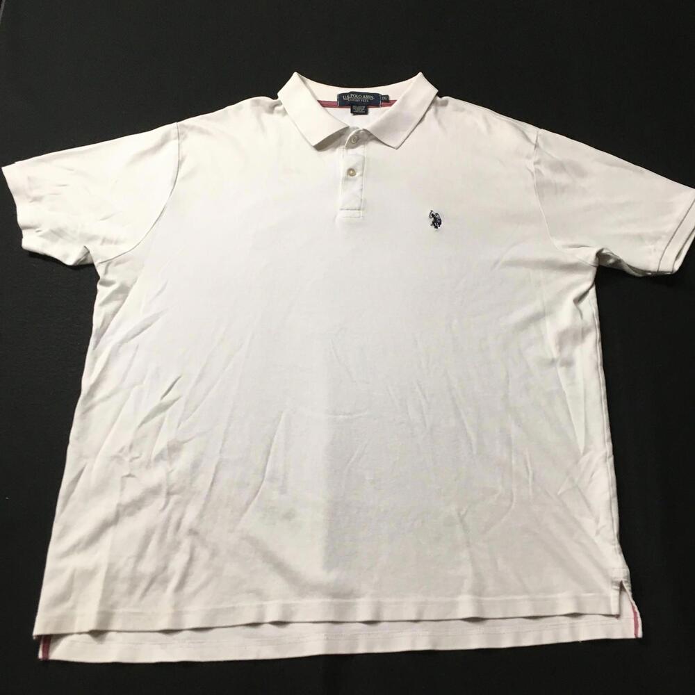 US Polo Assn Men Polo Shirt 2XL White Pique Short Sleeve